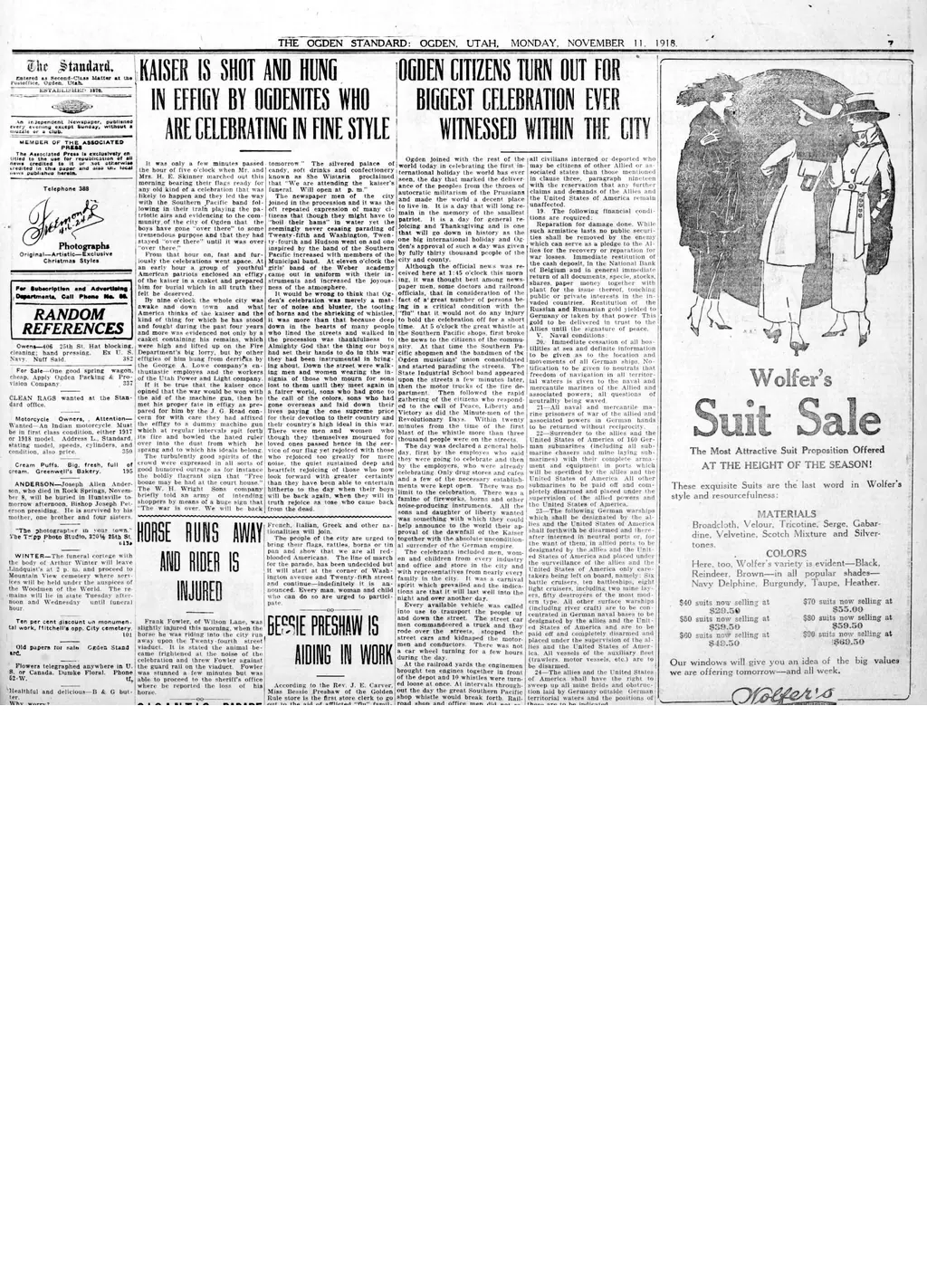 Page 8: “Ogden citizens turn out for biggest celebration ever witnessed within the city.”