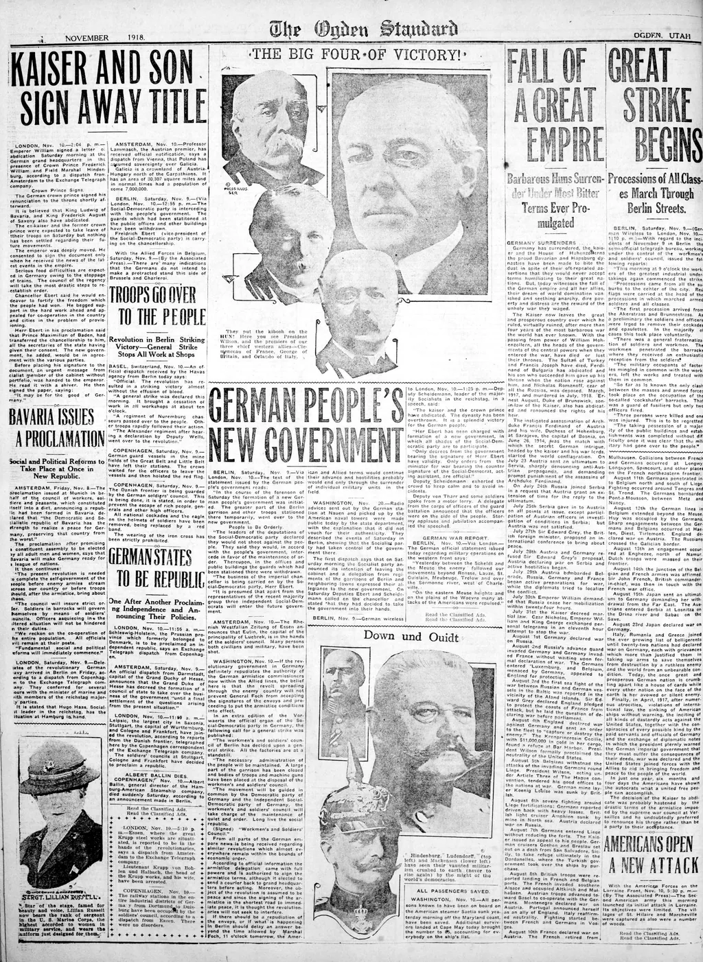Page 12: “The Big Four of Victory” and news from Europe.